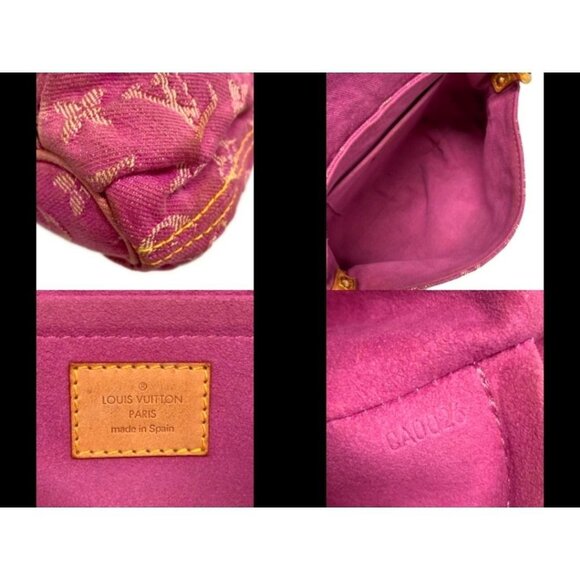 RARE Authentic Louis Vuitton Mini Pleaty Denim Monogram Shoulder Hand Bag Pink - Picture 10 of 11
